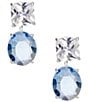 Cezanne Crystal CZ & Light Denim Stone Drop Front Back Earrings - Image 1