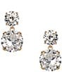Cezanne Crystal CZ Double Round Stone Drop Earrings - Image 1