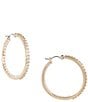 Cezanne Crystal CZ Pave & Pearl Delicate Hoop Earrings - Image 1
