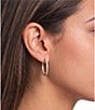 Cezanne Crystal CZ Pave & Pearl Delicate Hoop Earrings - Image 2