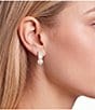 Cezanne Crystal CZ Rectangle Stone Pearl Drop Earrings - Image 2