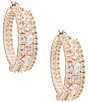 Cezanne Crystal CZ Round & Oval Stone Hoop Earrings - Image 1