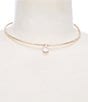 Cezanne Crystal CZ Round Stone Charm Drop Wire Collar Necklace - Image 1