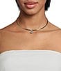 Cezanne Crystal CZ Round Stone Charm Drop Wire Collar Necklace - Image 2
