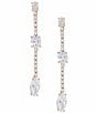 Cezanne Crystal CZ Stone Linear Navette Drop Earrings - Image 1