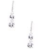 Cezanne Crystal CZ Teardrop Double Stone Drop Earrings, Color:Silver/CZ - Image 1