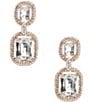 Color:Gold/Crystal - Image 1 - Crystal Double Octagon Stone Pave Edge Halo Drop Earrings