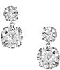 Cezanne Crystal Double Round Stone Drop Earrings - Image 1