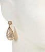 Cezanne Crystal Pave Domed Metal Teardrop Drop Earrings, Color:Gold/Crystal - Image 2