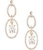 Color:Gold - Image 1 - Crystal Pave Double Oval Link Stone Drop Earrings