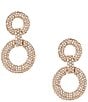Cezanne Crystal Pave Double Round Open Drop Earrings - Image 1