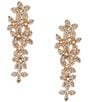 Cezanne Crystal Pave Flower Cluster Linear Earrings - Image 1