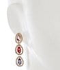 Cezanne Crystal Pave Halo Multi Color Teardrop Linear Earrings, Color:Gold/Multi - Image 2