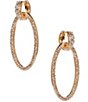 Cezanne Crystal Pave Huggie Hoop Oval Open Drop Earrings - Image 1