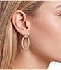 Cezanne Crystal Pave Huggie Hoop Oval Open Drop Earrings - Image 2