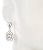 Cezanne Crystal Teardrop Stone Pave Double Drop Earrings, Color:Silver/Crystal - Image 2