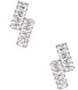 Color:Silver/Crystal - Image 1 - CZ Crystal Baguette Row Stud Earrings