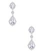 Color:Silver - Image 1 - CZ Double Pear Crystal Drop Earrings