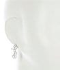 Color:Silver/CZ - Image 2 - CZ Floral Top Pearl Drop Earrings