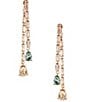 Cezanne CZ Rhinestone Chain Multi Color Teardrop Stone Front Back Earrings - Image 1