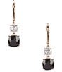 Cezanne CZ Round & Jet Square Stone Drop Earrings - Image 1