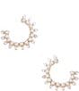 Color:Gold/CZ - Image 1 - CZ Stone & Pearl Delicate Crystal C Small Hoop Earrings
