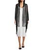Cezanne Net Embellished Lurex Fringe Evening Wrap, Color:Black Silver - Image 1