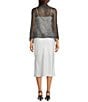 Cezanne Net Embellished Lurex Fringe Evening Wrap, Color:Black Silver - Image 2