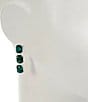 Cezanne Cushion Square Stone Short Linear Earrings, Color:Silver/Emerald - Image 2