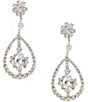 Cezanne Framed Flower Loop Drop Earrings, Color:Gold/Crystal - Image 1