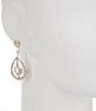 Cezanne Framed Flower Loop Drop Earrings, Color:Gold/Crystal - Image 2