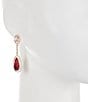 Color:Gold/Pink - Image 2 - Pink Stone Crystal Pave Double Drop Earrings