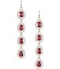 Color:Gold/Red - Image 1 - Cezanne Red Oval Stone Crystal Pave Linear Earrings