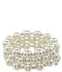 Color:Silver/Pearl/Crystal - Image 1 - Crystal Large Coil Rhinestone & Faux-Pearl Bracelet