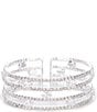 Cezanne Lattice Rows Cuff Bracelet, Color:Silver/Crystal - Image 1