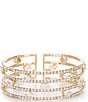 Cezanne Lattice Rows Cuff Bracelet, Color:Gold/Crystal - Image 1
