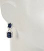 Cezanne Montana Cushion Square Stone Double Drop Earrings, Color:Silver/Montana - Image 2