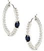 Cezanne Montana Oval Stone Crystal Round Stone Hoop Earrings - Image 1