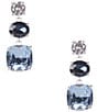 Color:Sillver/Montana - Image 1 - Multi Blue Toned Stone Cubic Zirconia Drop Earrings