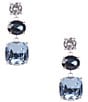 Cezanne Multi Blue Toned Stone Cubic Zirconia Linear Earrings - Image 1