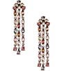 Cezanne Multi Color Stone 3 Row Chandelier Earrings, Color:Chocolate/Multi - Image 1