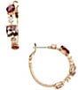 Cezanne Multi Crystal CZ Pave Hoop Earrings, Color:Gold/Ruby - Image 1