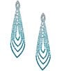 Cezanne Multi Ombre Rhinestone Drop Earrings, Color:Teal Ombre - Image 1
