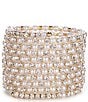Cezanne Multi Row Crystal Pearl Coil Bracelet, Color:Gold - Image 1