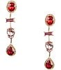 Cezanne Siam Multi-Shape Stone Linear Earrings, Color:Gold/Siam - Image 1