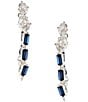 Cezanne Oval & Montana Rectangle Stone Short Chain Front Back Earrings - Image 1