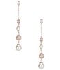 Color:Gold/CZ - Image 1 - Oval CZ, Pearl, & Crystal Fireball Linear Drop Earrings