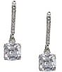 Cezanne Pave Cushion CZ Crystal Drop Earrings - Image 1