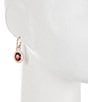 Color:Gold/Pink - Image 2 - Pave Half Hoop Indian Pink CZ Oval Drop Earrings