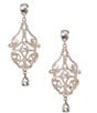 Color:Gold - Image 1 - Pave Open Work Metal Crystal Drop Statement Earrings